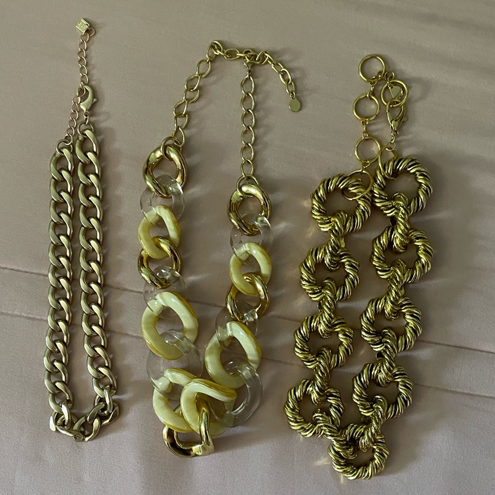 Three Gold Statement Necklaces - image 1